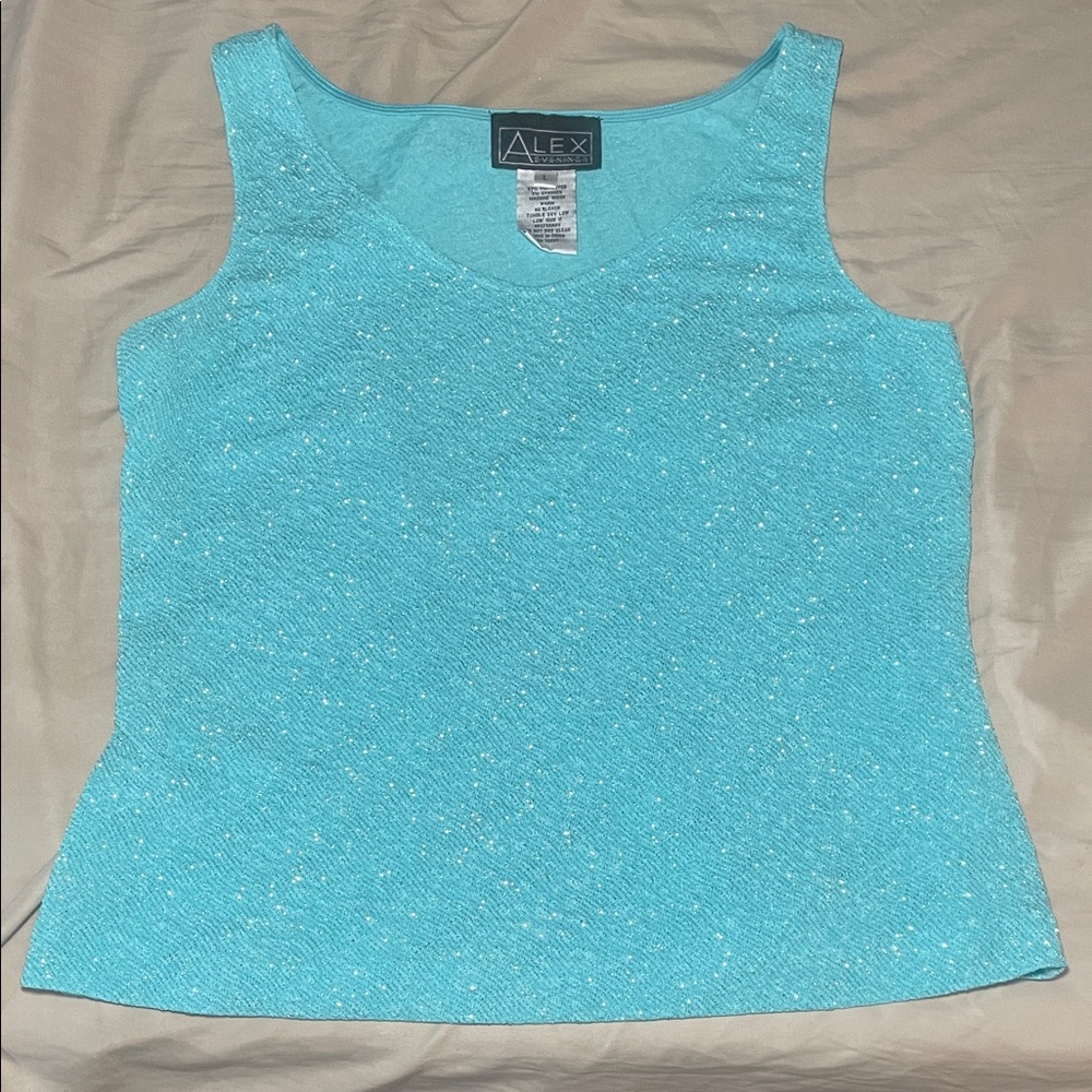 Alex Evenings Aqua Sparkle Tank Top